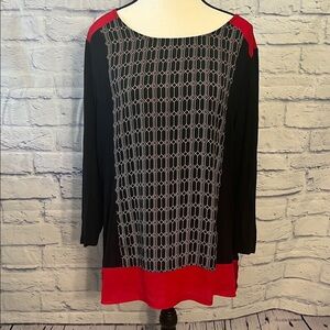 Chico’s Geometric Print Top 3/4 Sleeves Chicos Size 3 XL